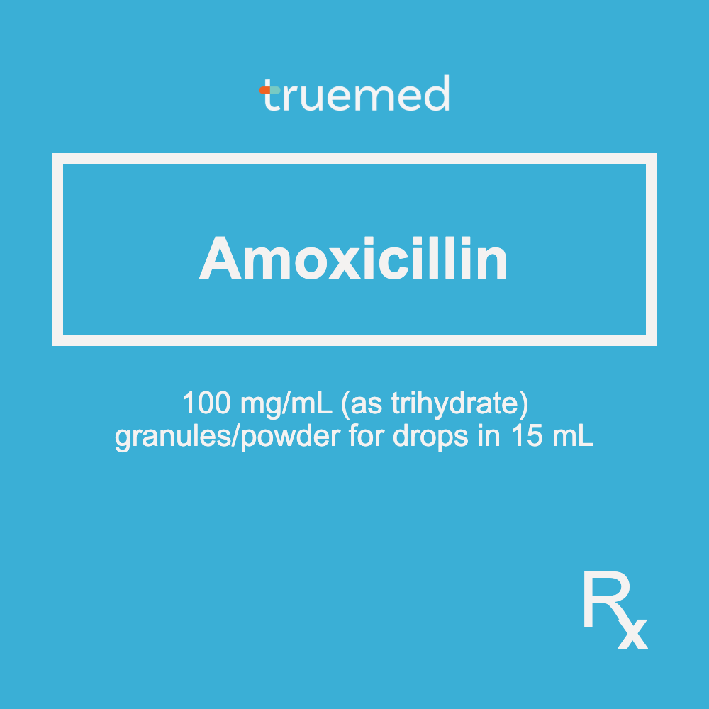 TrueMed GAMOT label - Amoxicillin 100 mg/mL (15 mL) Granules/Powder for Drops