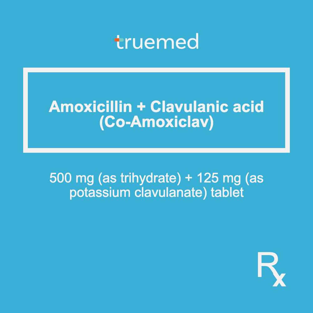 TrueMed GAMOT label - Amoxicillin + Clavulanic Acid (Co-Amoxiclav) 125 mg Tablet