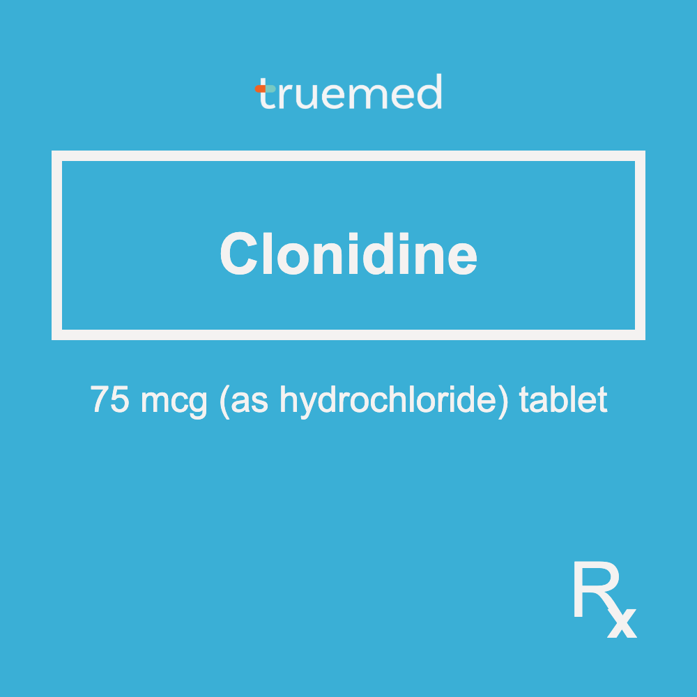 TrueMed GAMOT label - Clonidine 75 mcg Tablet