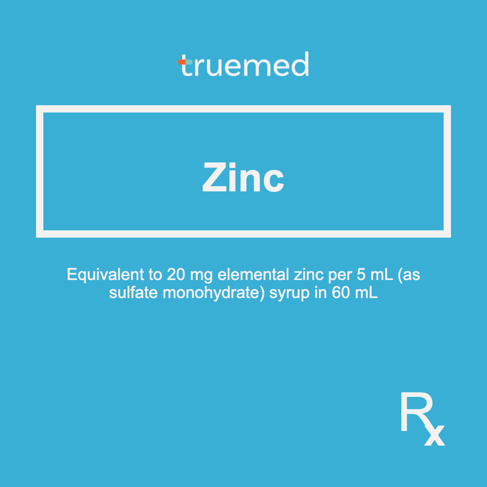 TrueMed GAMOT label - Zinc 20 mg elemental zinc per 5 mL Syrup