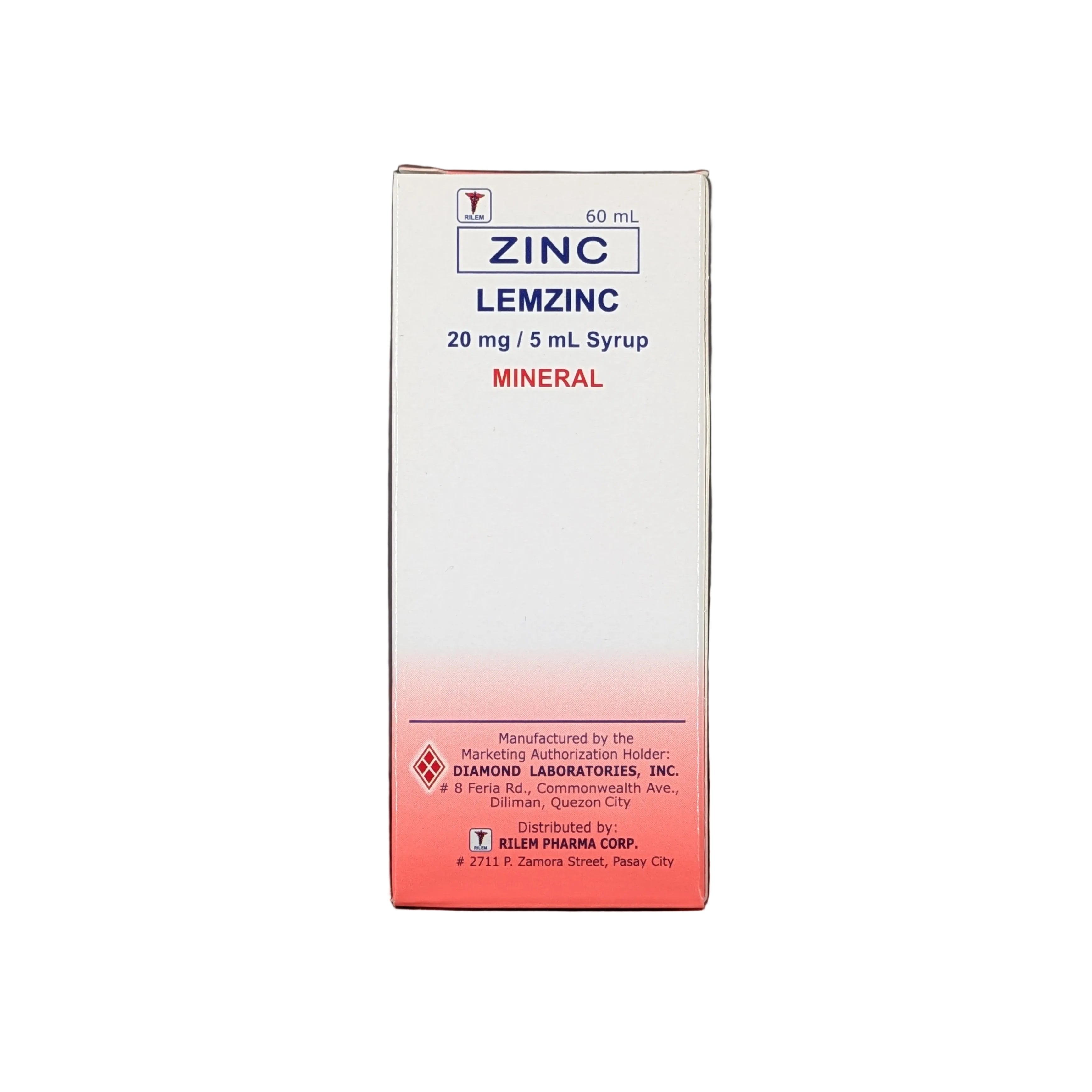 Zinc 20 mg elemental zinc per 5 mL Syrup