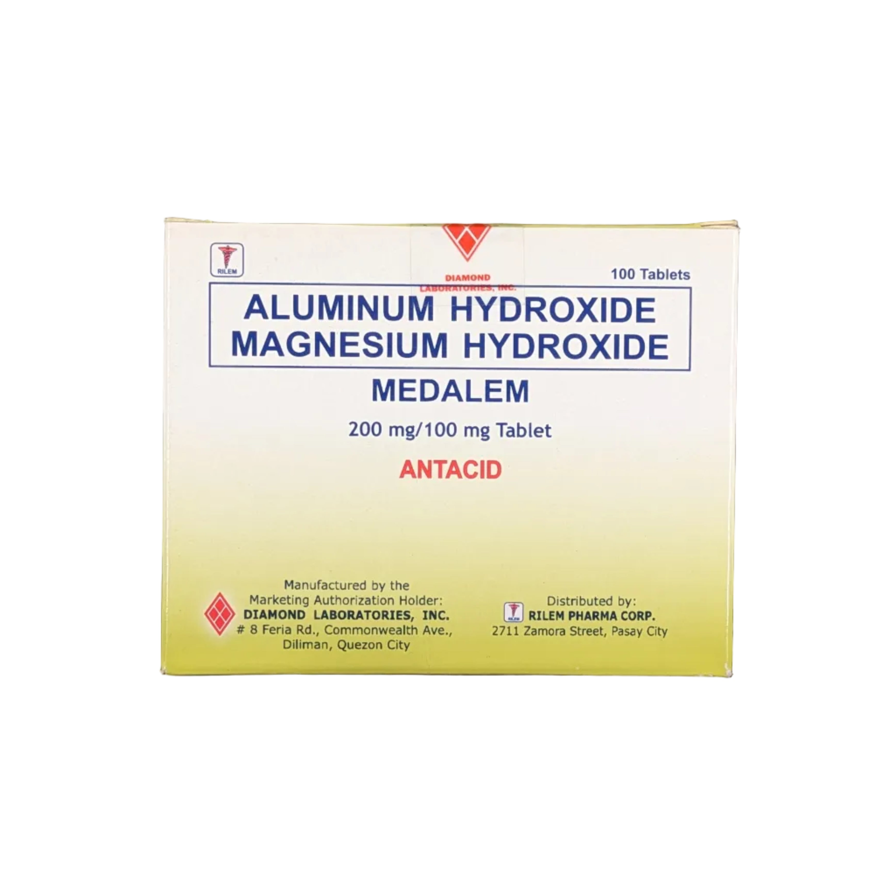 Aluminum Hydroxide + Magnesium Hydroxide 100 mg Tablet